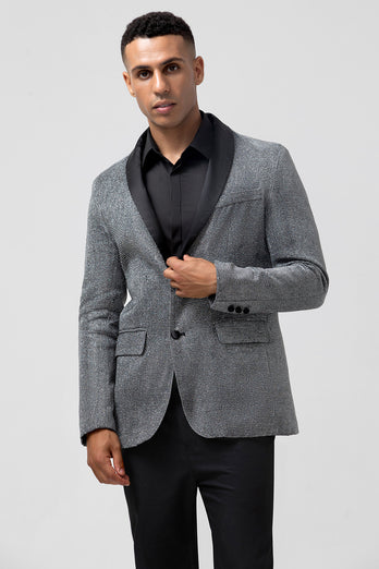 Shawl Lapel Grey Single Breasted Men's Blazer