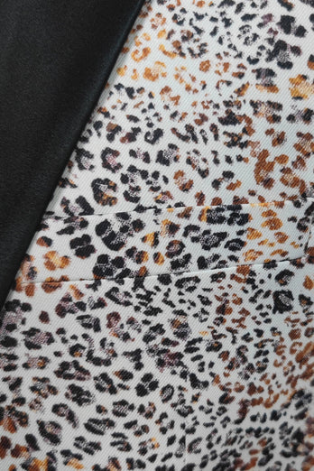 Leopard Printed Notched Lapel Men's Blazer