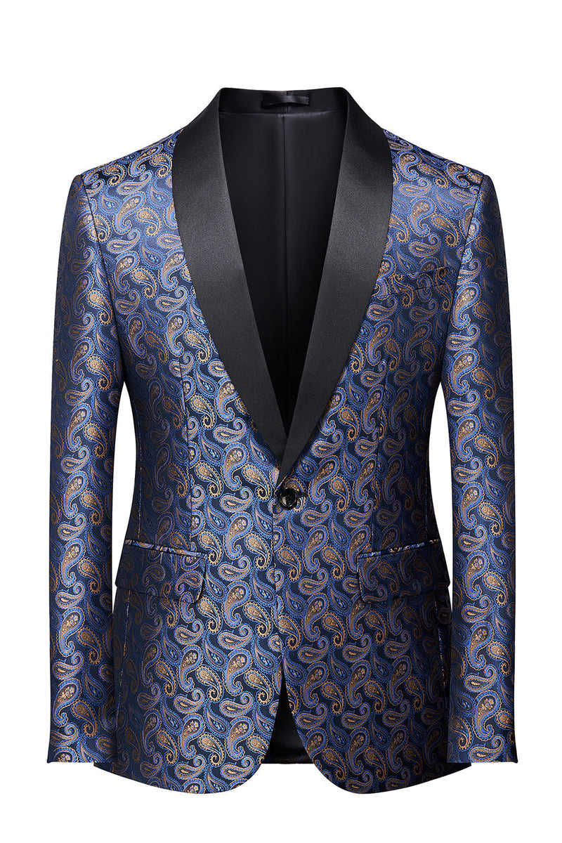 Load image into Gallery viewer, Navy Print Men&#39;s Formal Blazer