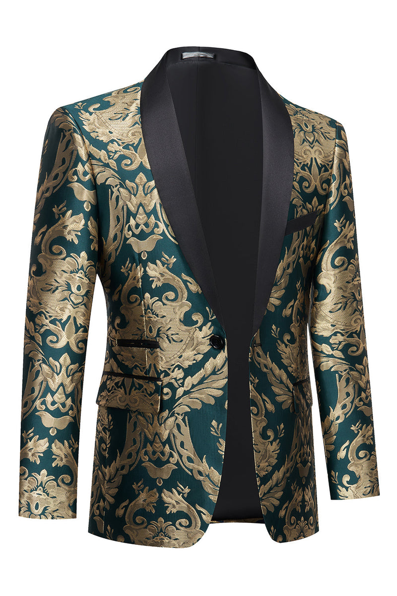 Load image into Gallery viewer, Dark Green Men&#39;s Prom Blazer with Embroidery