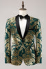 Load image into Gallery viewer, Dark Green Shawl Lapel One Button Jacquard Men&#39;s Prom Blazer