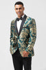 Load image into Gallery viewer, Shawl Lapel One Button Dark Green Men&#39;s Blazer