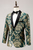 Load image into Gallery viewer, Dark Green Shawl Lapel One Button Jacquard Men&#39;s Prom Blazer