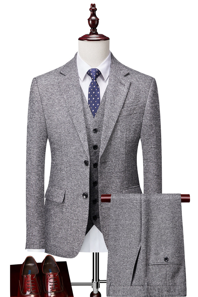 Load image into Gallery viewer, Grey Double Breasted 3 Pieces Men&#39;s Suit