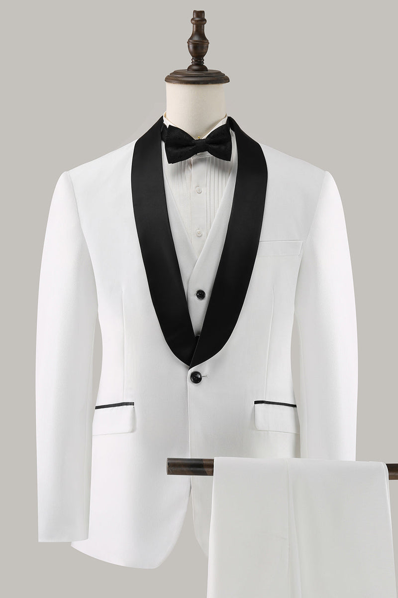 Load image into Gallery viewer, White Shawl Lapel 3 Piece One Button Men&#39;s Prom Suits