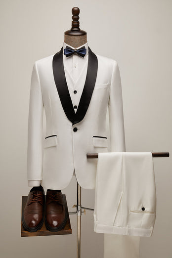 White Shawl Lapel 3 Pieces Men's Suits