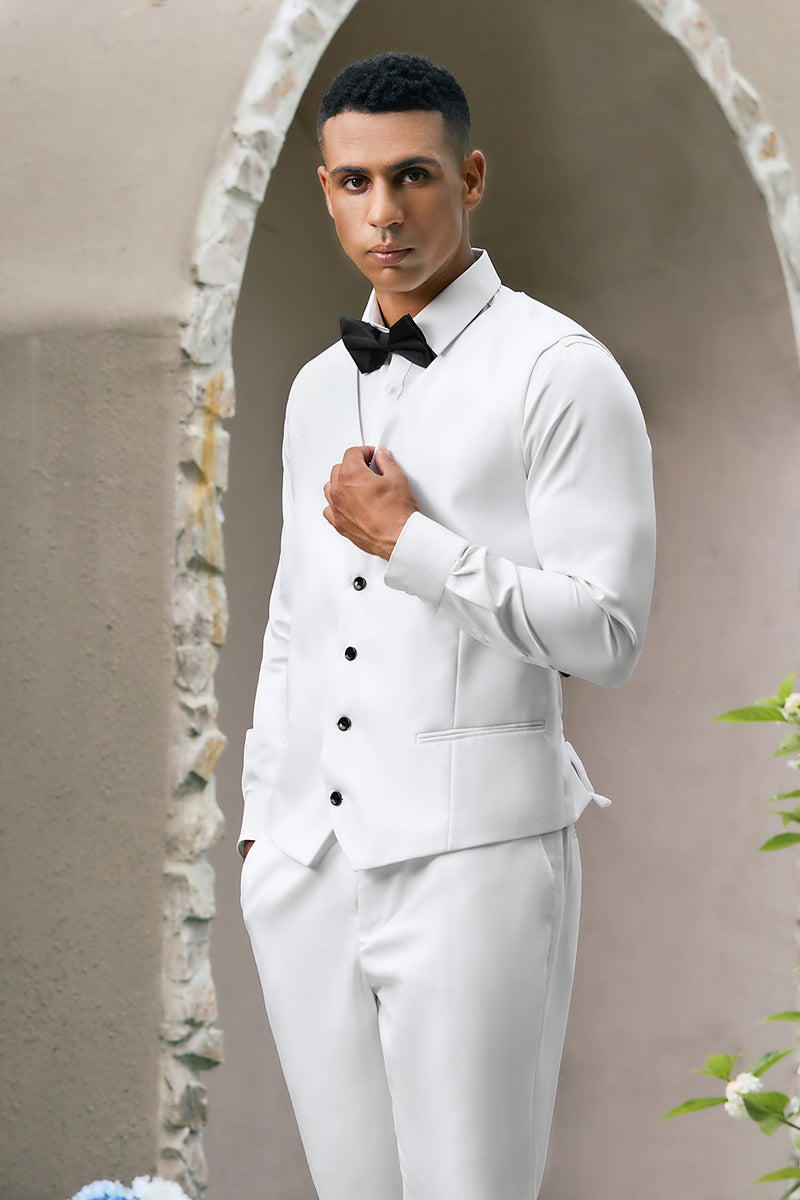 Load image into Gallery viewer, White Shawl Lapel 3 Pieces One Button Men&#39;s Suits