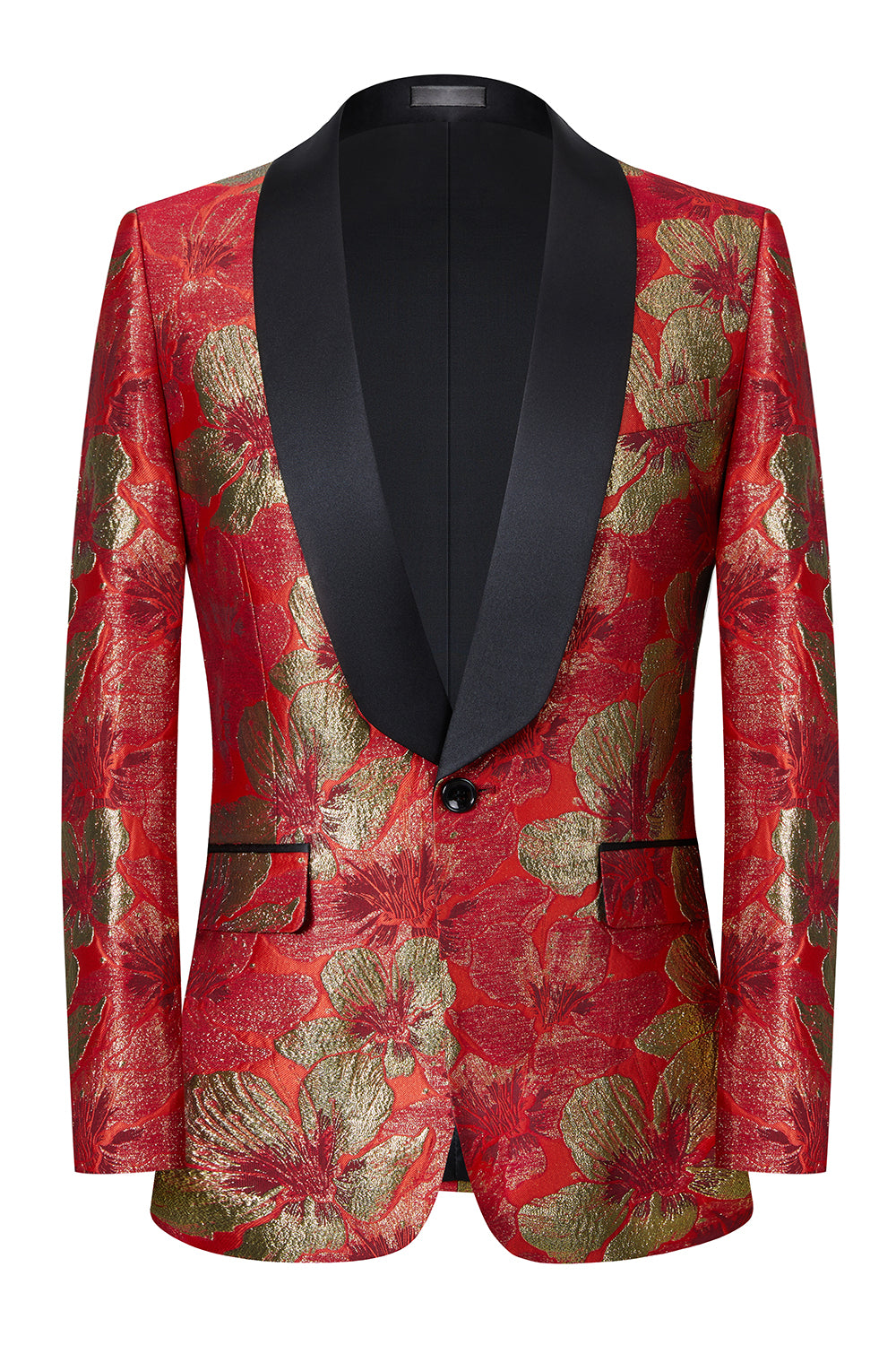 Red Jacquard 2 Pieces Shawl Lapel Men's Suits