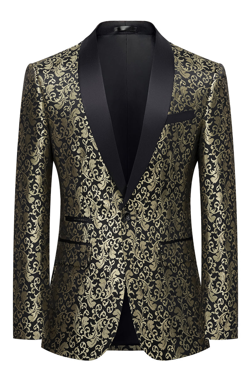 Load image into Gallery viewer, Golden Jacquard Shawl Lapel Men&#39;s Blazer