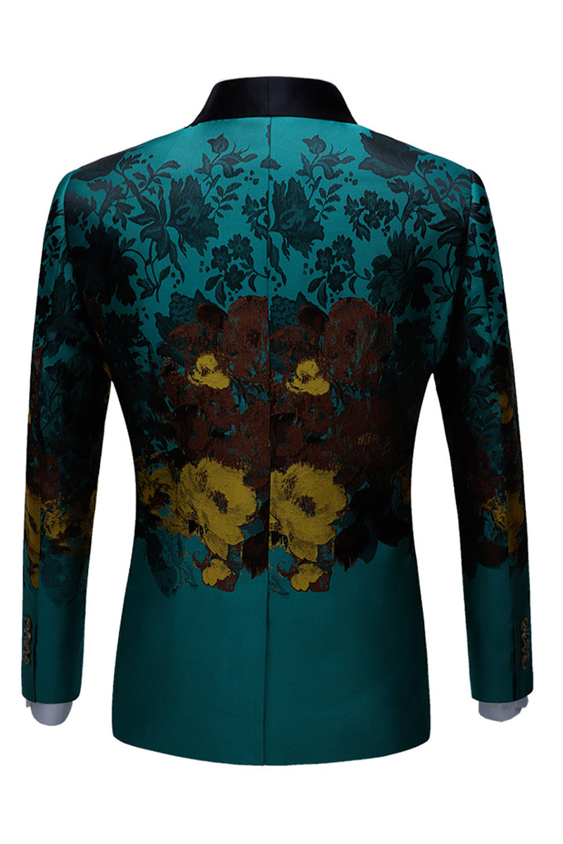 Load image into Gallery viewer, Peacock Green 2 Pieces Jacquard Shawl Lapel Men&#39;s Suits