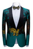 Load image into Gallery viewer, Peacock Green 2 Pieces Jacquard Shawl Lapel Men&#39;s Suits