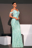 Load image into Gallery viewer, Sparkly Light Blue Cold Shoulder Sequined Mermaid Long Prom Dress