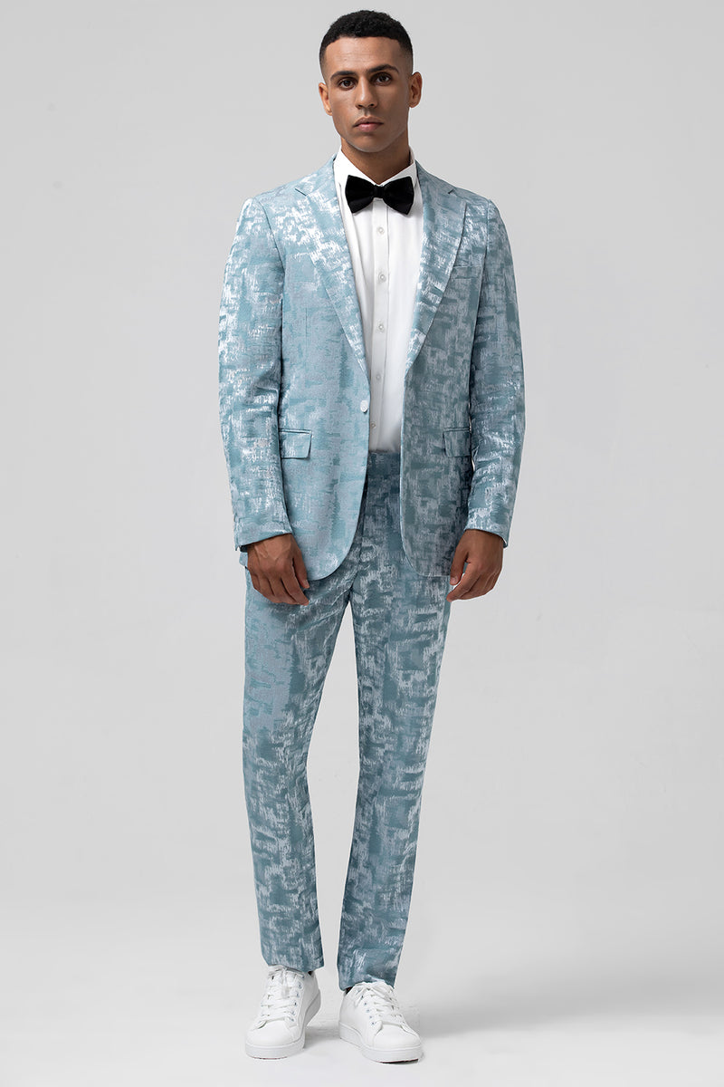 Load image into Gallery viewer, Light Blue Notch Lapel 2 Pieces Men&#39;s Suits