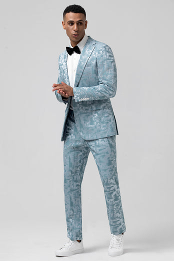 Light Blue Notch Lapel 2 Pieces Men's Suits