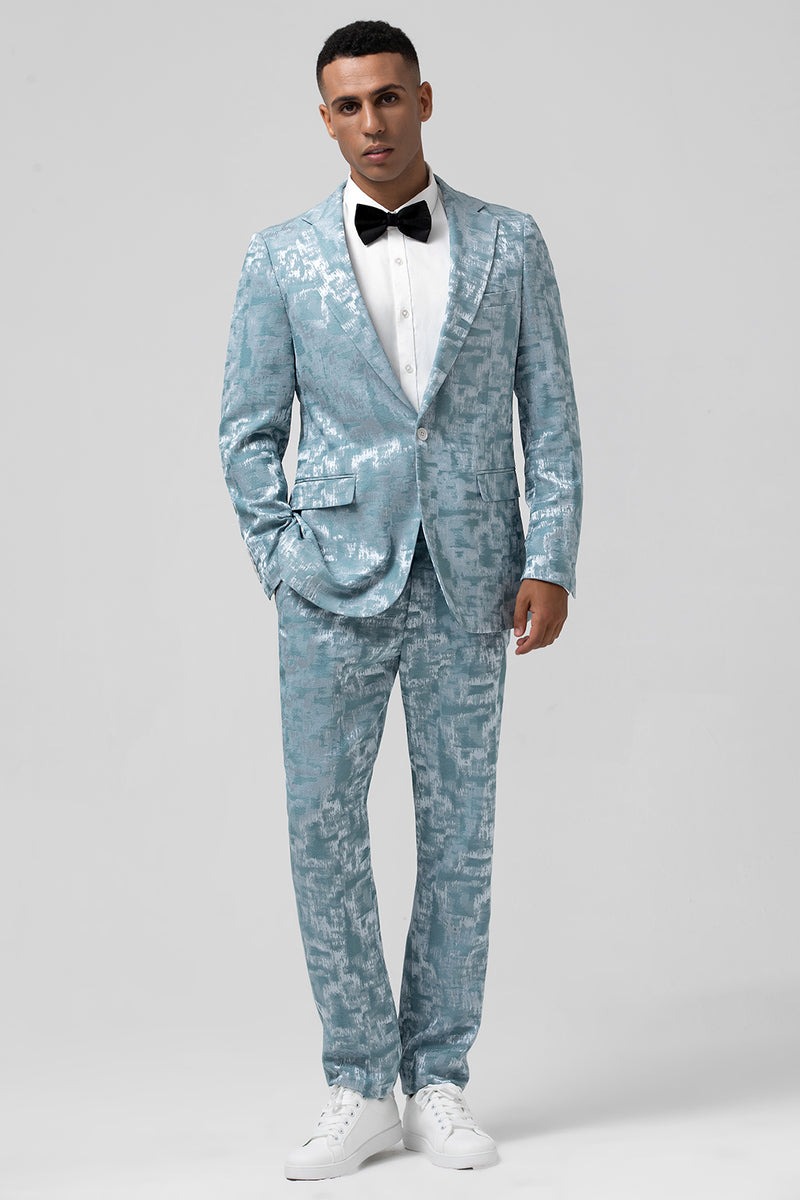 Load image into Gallery viewer, Light Blue Notch Lapel 2 Pieces Men&#39;s Suits