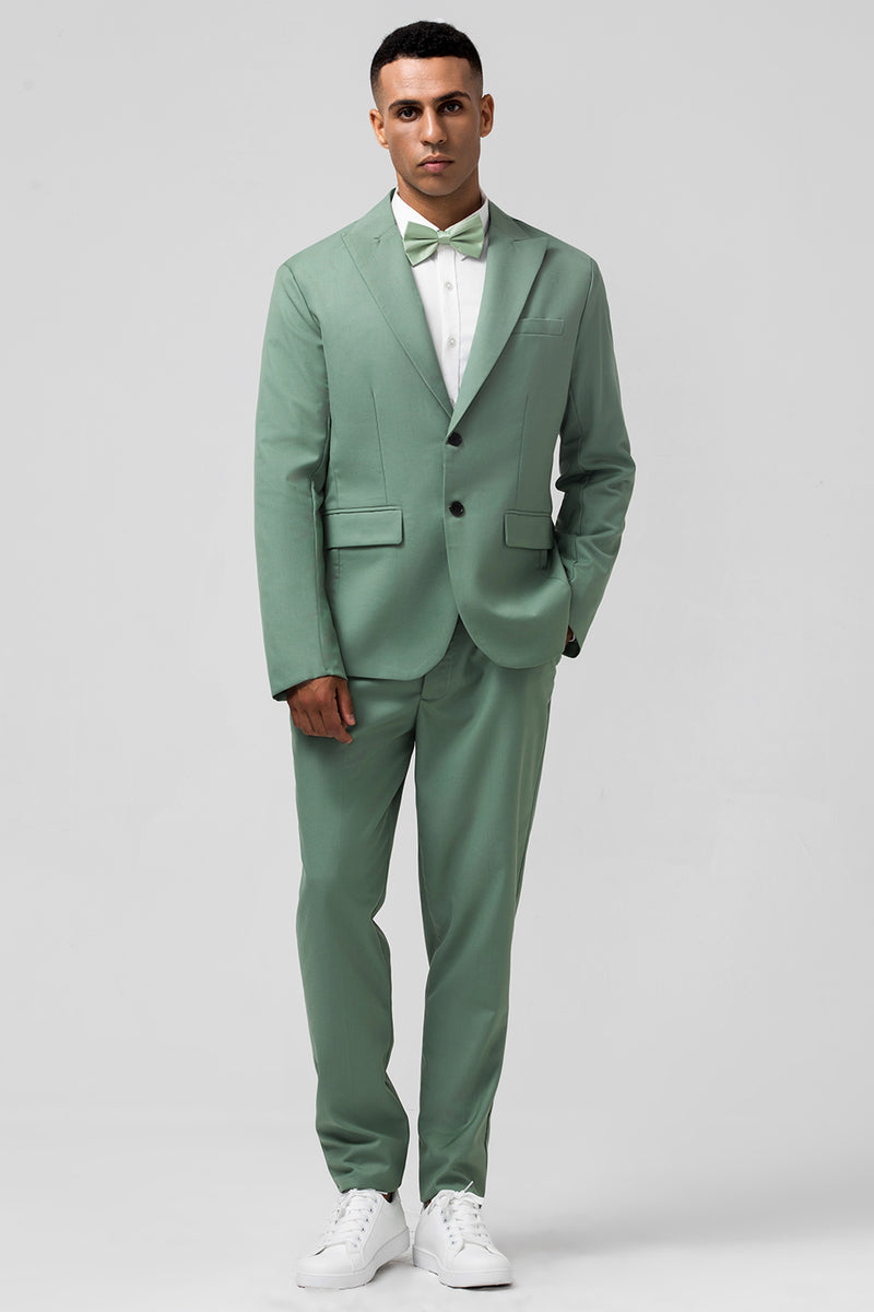 Load image into Gallery viewer, Peak Lapel Grey Green Single Breasted 2 Pieces Men&#39;s Suits