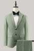 Load image into Gallery viewer, Grey Green 2 Piece Peak Lapel Single Breasted Men&#39;s Prom Suits