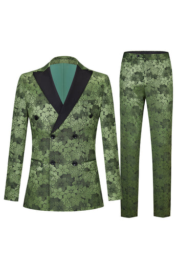 Army Green Peak Lapel 2 Pieces Men's Prom Suits