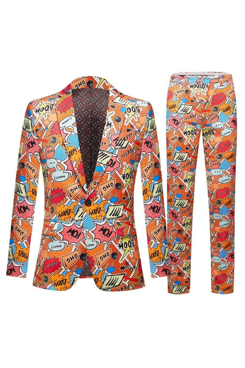 Load image into Gallery viewer, Orange Notch Lapel 2 Piece One Button Men&#39;s Suits