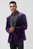 Load image into Gallery viewer, Dark Purple Shawl Lapel One Button Men&#39;s Prom Blazer