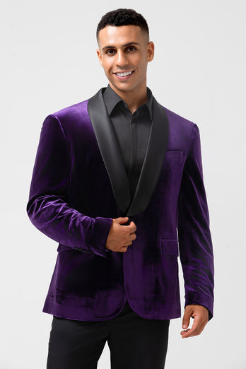 Dark Purple Shawl Lapel One Button Men's Prom Blazer