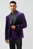 Load image into Gallery viewer, Dark Purple Shawl Lapel One Button Men&#39;s Prom Blazer