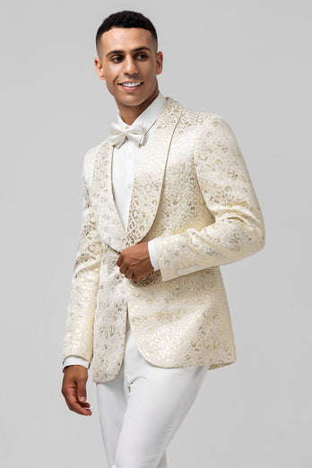 Ivory Shawl Lapel One Button Men's Blazer