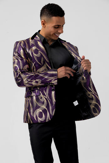 Purple Shawl Lapel Single Breasted Men's Prom Blazer