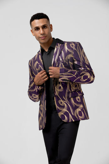 Purple Shawl Lapel Single Breasted Men's Prom Blazer