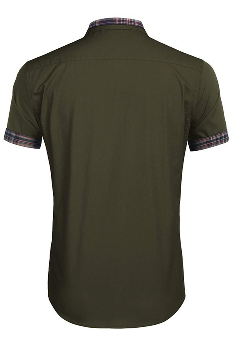 Load image into Gallery viewer, Army Green Short Sleeves Button Down Casual Men&#39;s Shirt