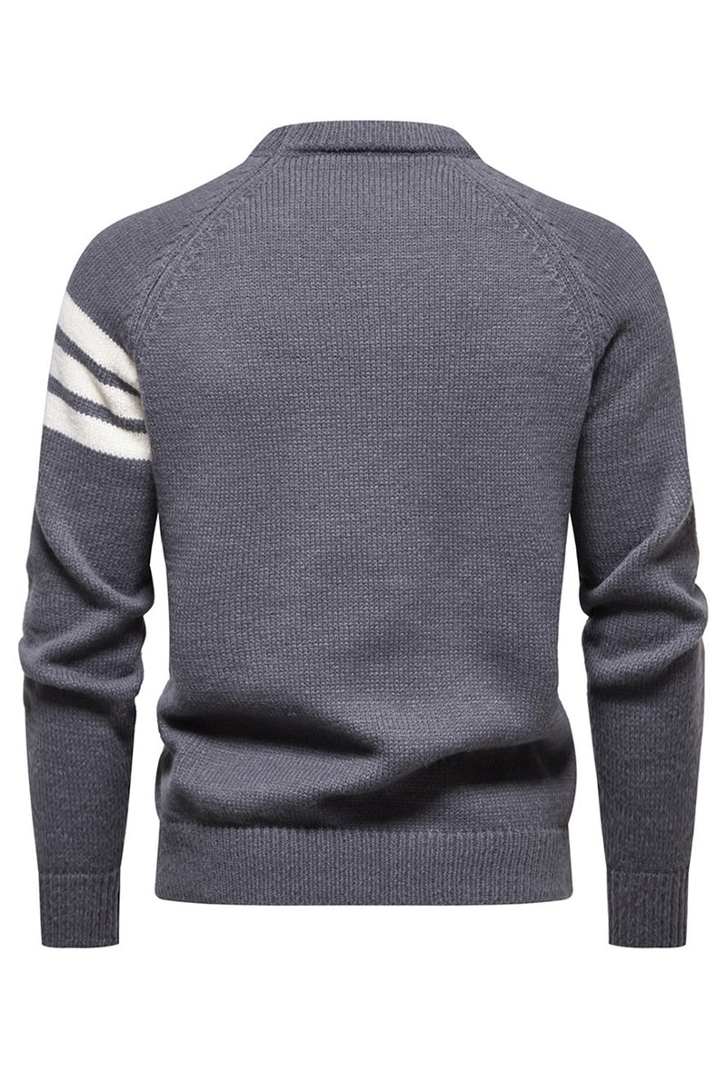 Load image into Gallery viewer, Grey Men&#39;s Round Neck Slim Fit Pullover Sweater