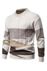 Load image into Gallery viewer, Men&#39;s White Round Neck Colorblock Cable Pullover Sweater