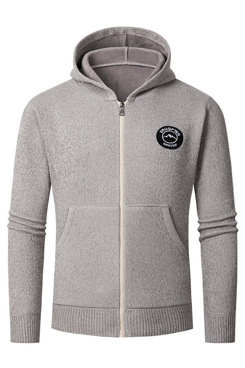 Load image into Gallery viewer, Grey Men&#39;s Hooded Cardigan Jacket