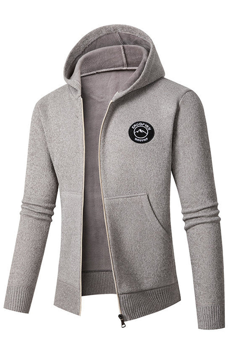 Load image into Gallery viewer, Grey Men&#39;s Hooded Cardigan Jacket