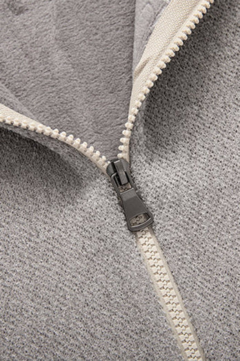 Grey Men's Hooded Cardigan Jacket