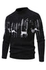 Load image into Gallery viewer, Men&#39;s Black Slim-fit Crew Neck Christmas Deer Print Sweater