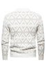 Load image into Gallery viewer, White Men&#39;s Round Neck Striped Print Pullover Sweater