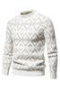 Load image into Gallery viewer, White Men&#39;s Round Neck Striped Print Pullover Sweater