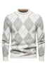 Load image into Gallery viewer, Light Khaki Men&#39;s Round Neck Knit Printed Sweater