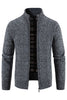 Load image into Gallery viewer, Men&#39;s Burgundy Stand Collar Thickened Cardigan Sweater