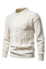 Load image into Gallery viewer, White Jacquard Round Neck Men&#39;s Knit Sweater