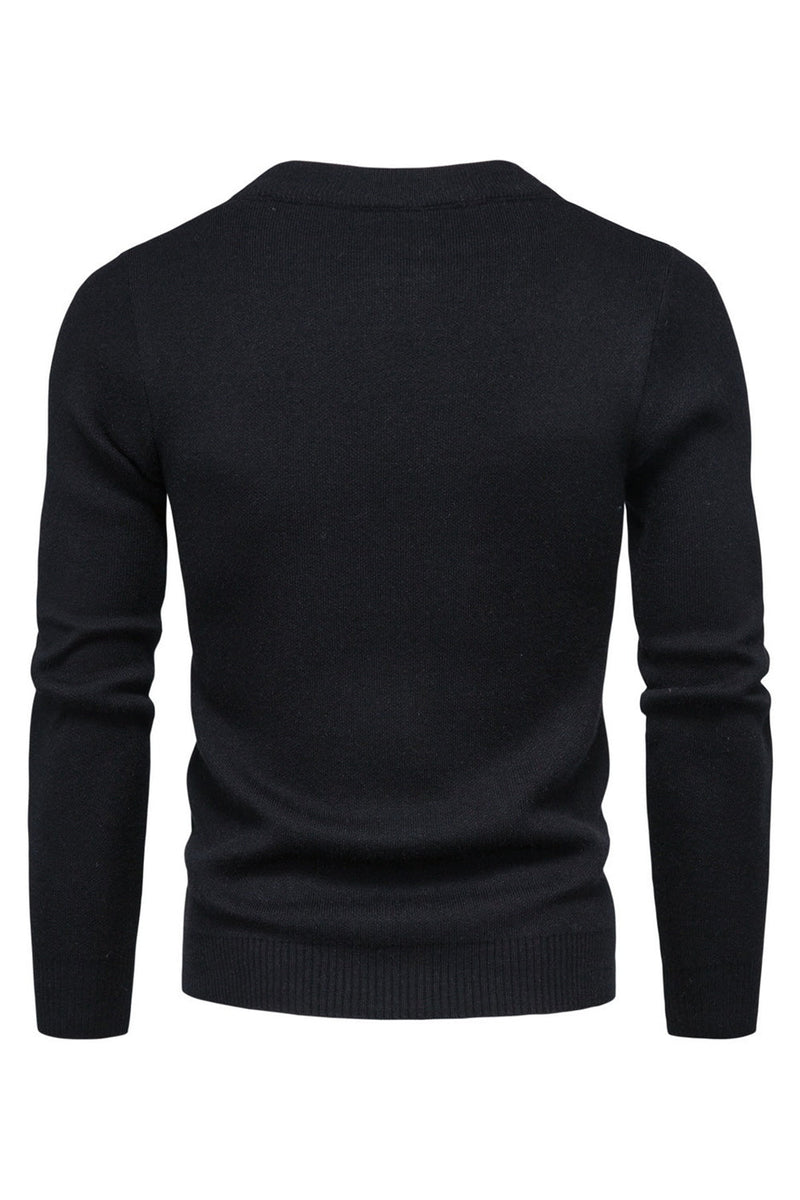 Load image into Gallery viewer, Black Round Neck Men&#39;s Zippered Knitted Sweater