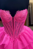 Load image into Gallery viewer, Sparkly Fuchsia Corset Tiered Strapless Long Prom Dress