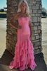 Load image into Gallery viewer, Pink Corset Strapless Mermaid Prom Dress with Slit