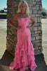 Load image into Gallery viewer, Pink Corset Strapless Mermaid Prom Dress with Slit