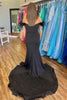 Load image into Gallery viewer, Mermaid Sparkly Beaded Off the Shoulder Black Prom Dress with Slit