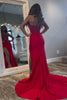 Load image into Gallery viewer, Sparkly Fuchsia Mermaid Beaded Strapless Prom Dress with Slit