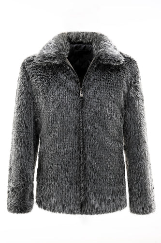 Warm Turn-down Collar Simple Outdoor Origina Faux Fur Coat