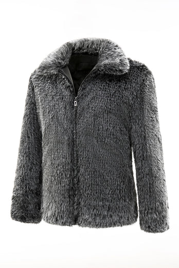 Warm Turn-down Collar Simple Outdoor Origina Faux Fur Coat