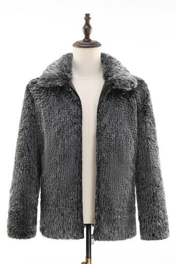 Warm Turn-down Collar Simple Outdoor Origina Faux Fur Coat